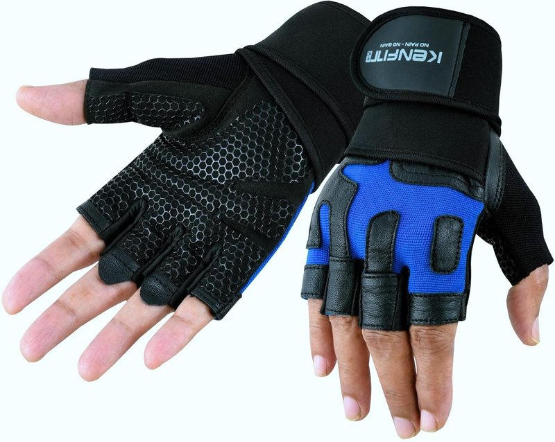 Leather Weight Lifting Gloves Long Neoprene Wrist Strap for Men Women